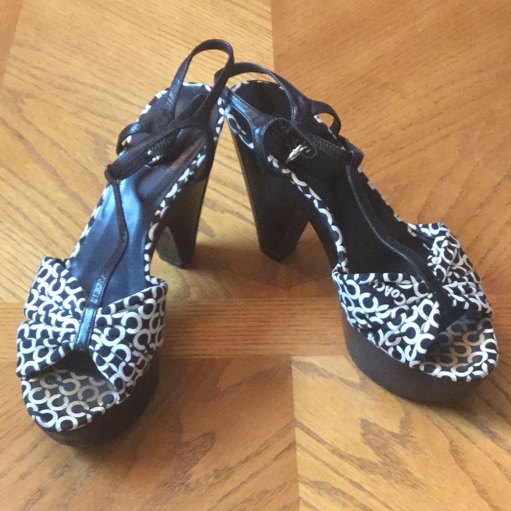 Janeen Coach logo Wood Sandal Size 71/2 - Picture 5 of 8